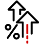 Icon of 2 arrows pointing up with a % sign