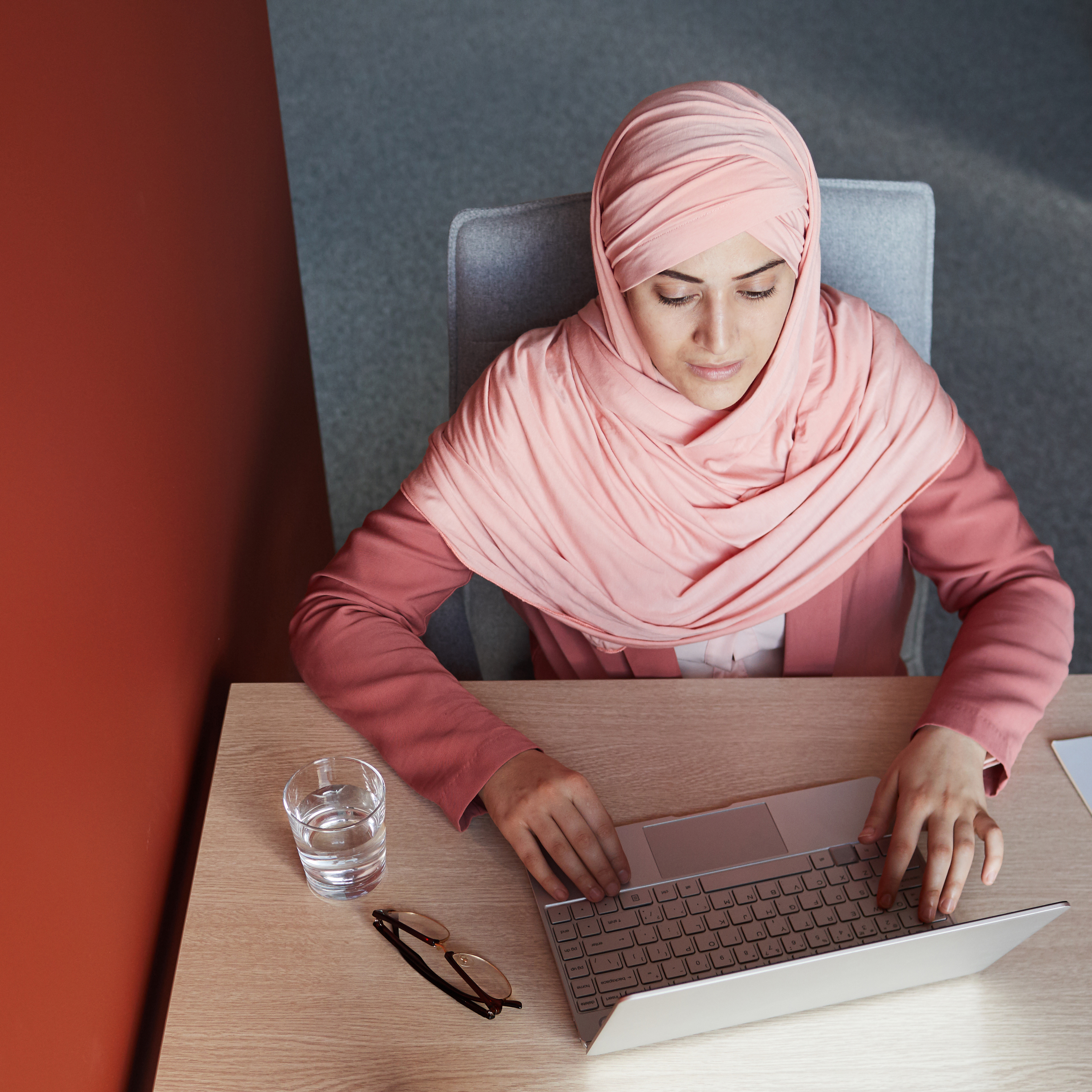 Woman working on a computer