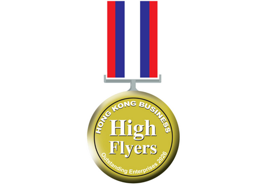 Award badge for the Hong Kong Business High Flyer Award Outstanding Insurtech and Digital Underwriting Innovation
