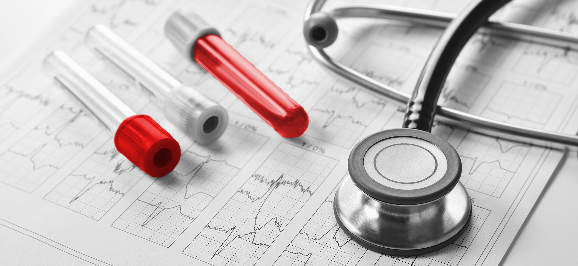 Blood vials and stethoscope
