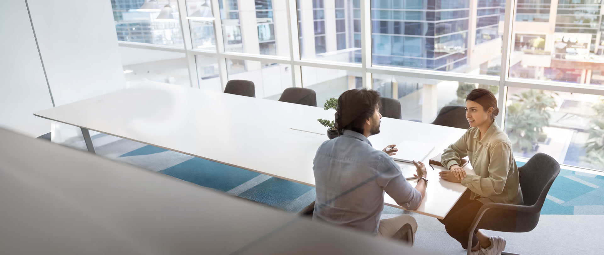 Client interaction in an office meeting room