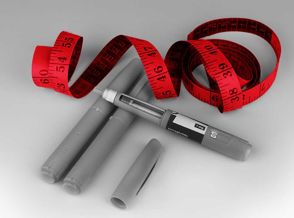 GLP-1 images paired with a red tape measure