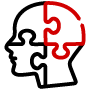 Icon of puzzle pieces making a human head