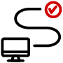 Icon of a computer and checkmark
