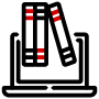 Icon of 3 books in a computer screen