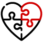 Icon of a puzzle forming a heart