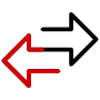 Icon of a black arrow and red arrow swapping places