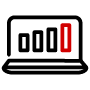 Icon of a positive growth graph on a laptop