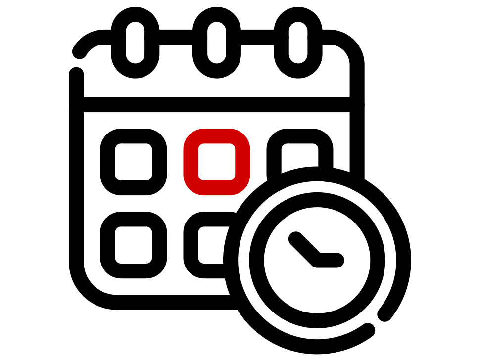 Icon of a calendar with a clock