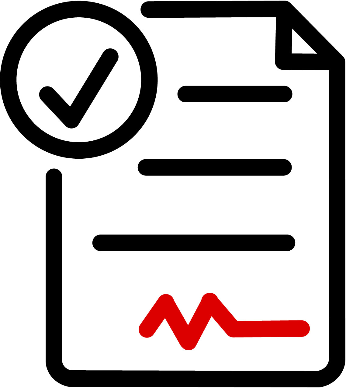 Icon of paperwork with a checkmark