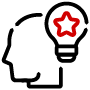 Icon of a head and light bulb