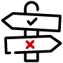 Icon of picket sign with arrows pointing to the right and left