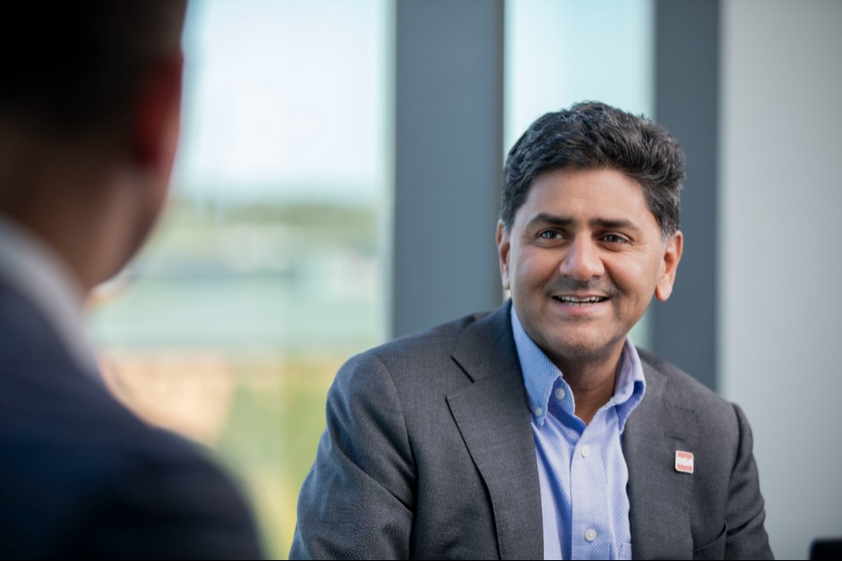 An executive in candid conversation