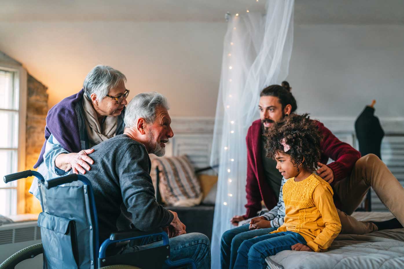 Grandparents meet with a grandchild and parent