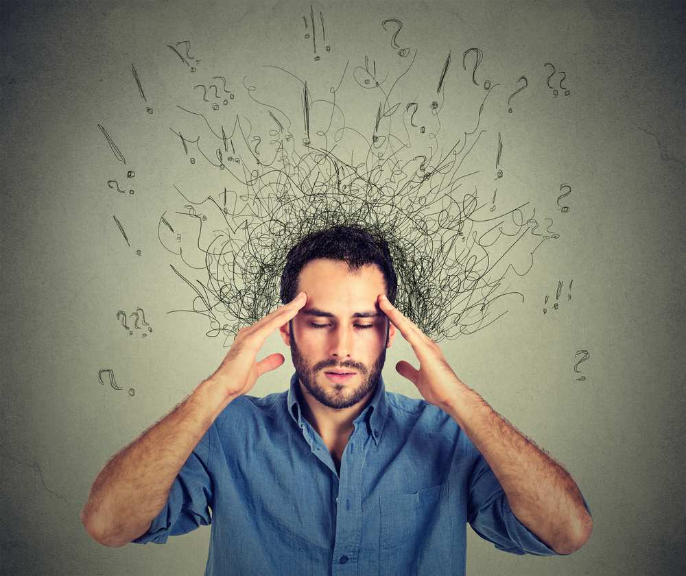 Image of man with a range of thoughts
