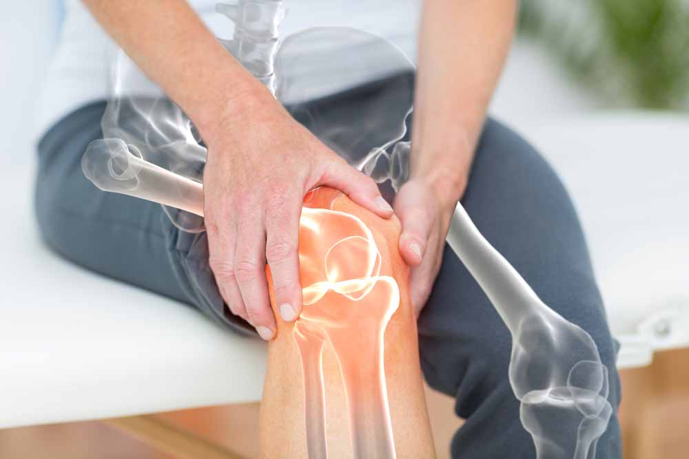 image of kneepain with image of knee superimposed over human figure