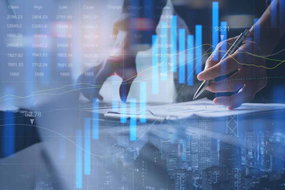 Global Underwriting Manual - Superimposed metrics over cityscape