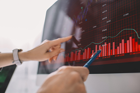 Graph on a computer monitor