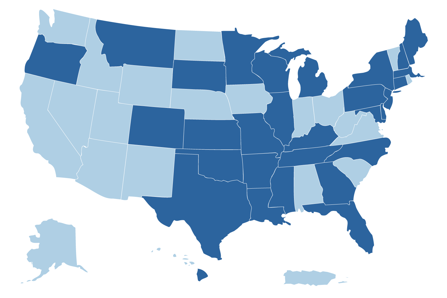 A map of States Mandating Guaranteed Issue to ESRD-Entitled Medicare Beneficiaries