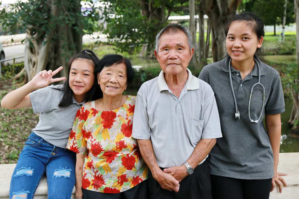 Multigenerational Asian family
