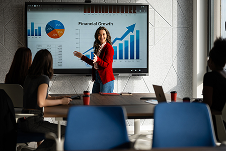 Woman giving a sales presentation