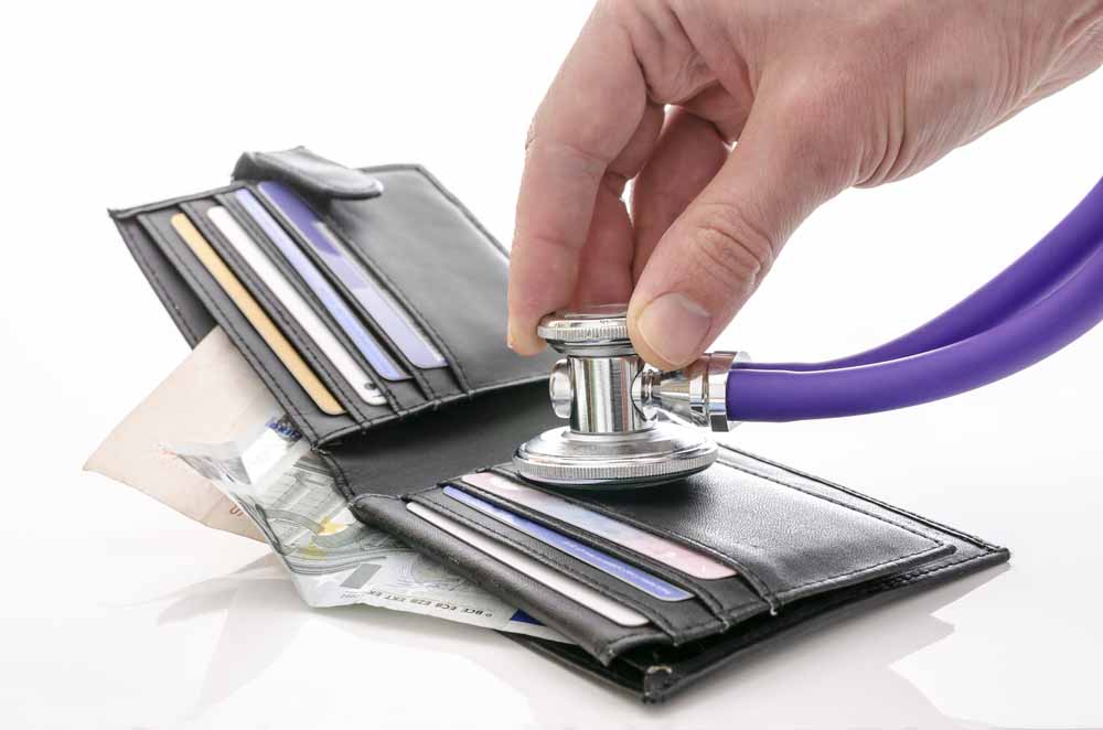 Stethoscope placement over wallet