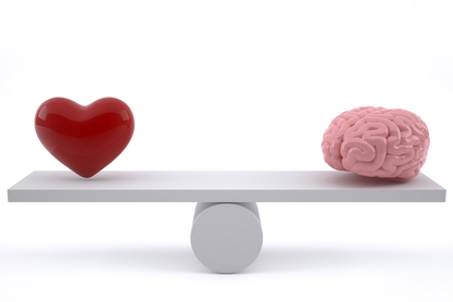 Heart balanced against the brain