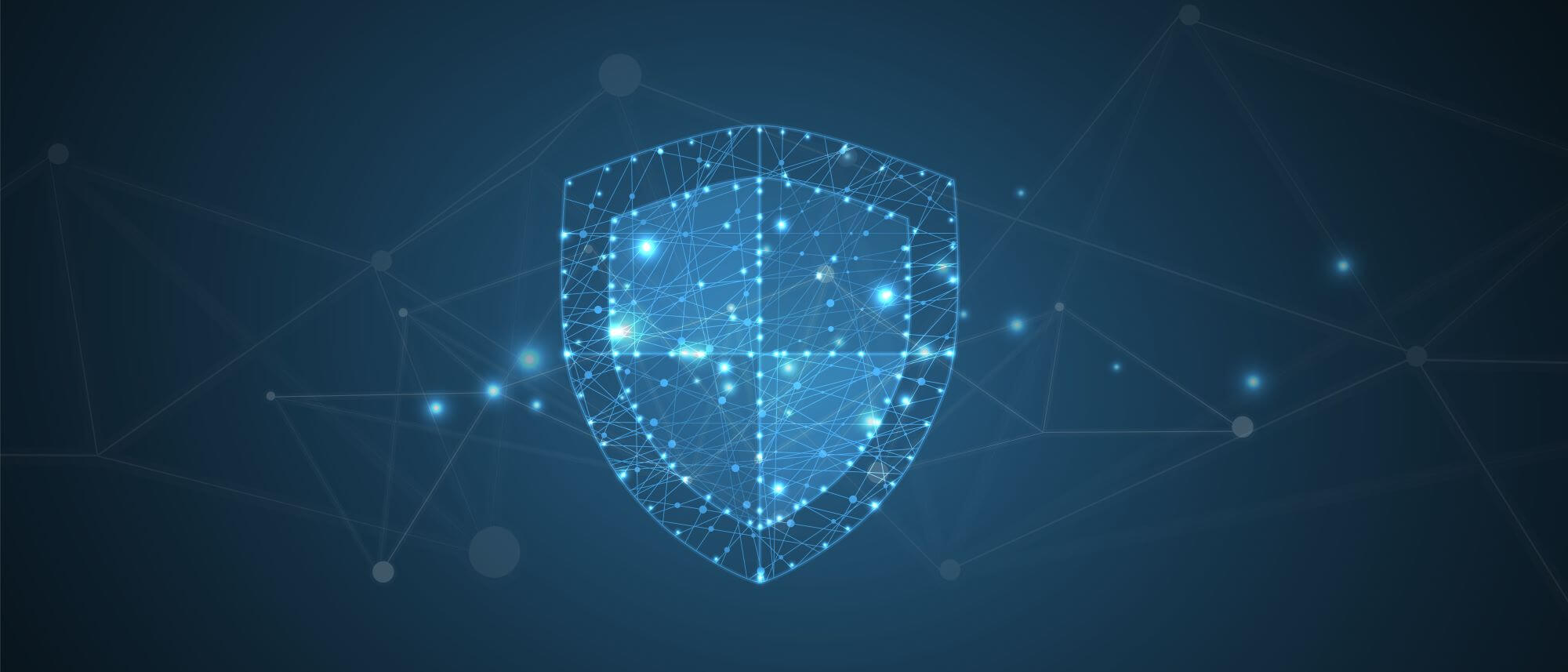 Digital shield illustration of connective nodes