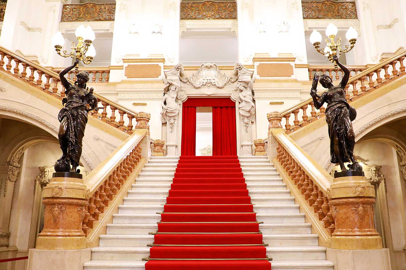 Staircase with red carpet