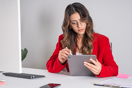 Woman and tablet