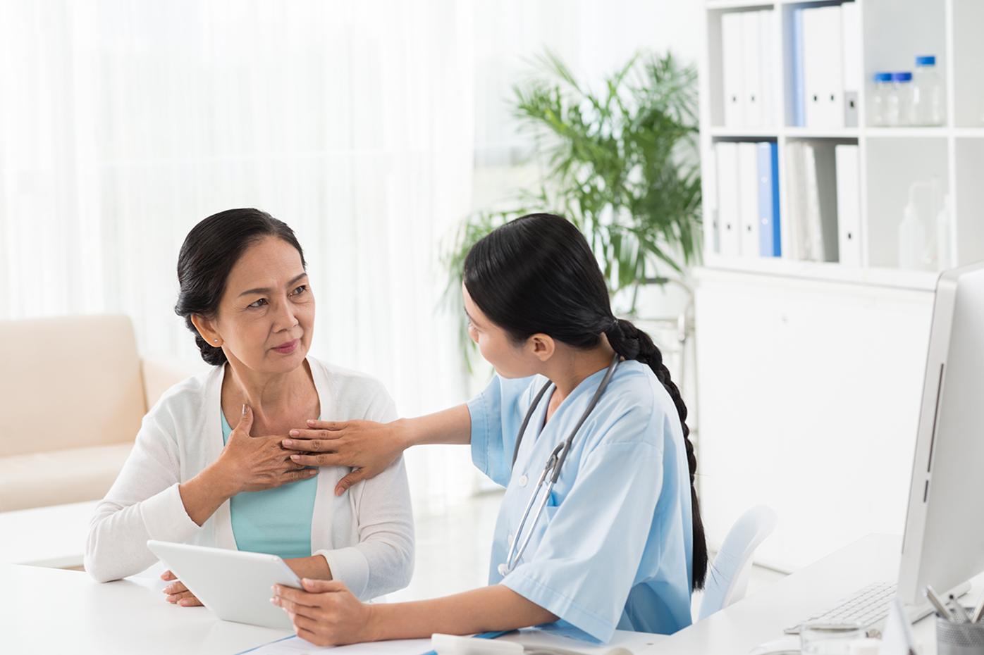 Heart health and older woman being treated