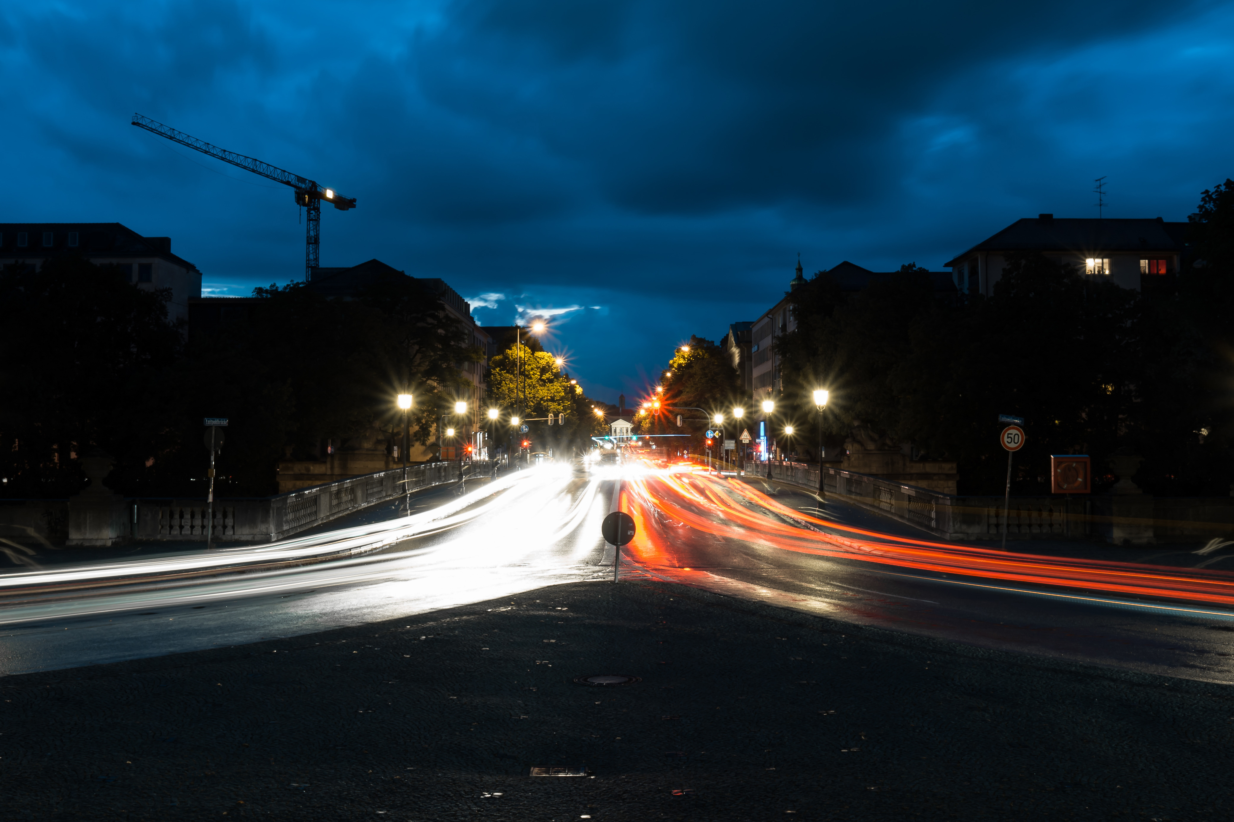Two road diverging at night