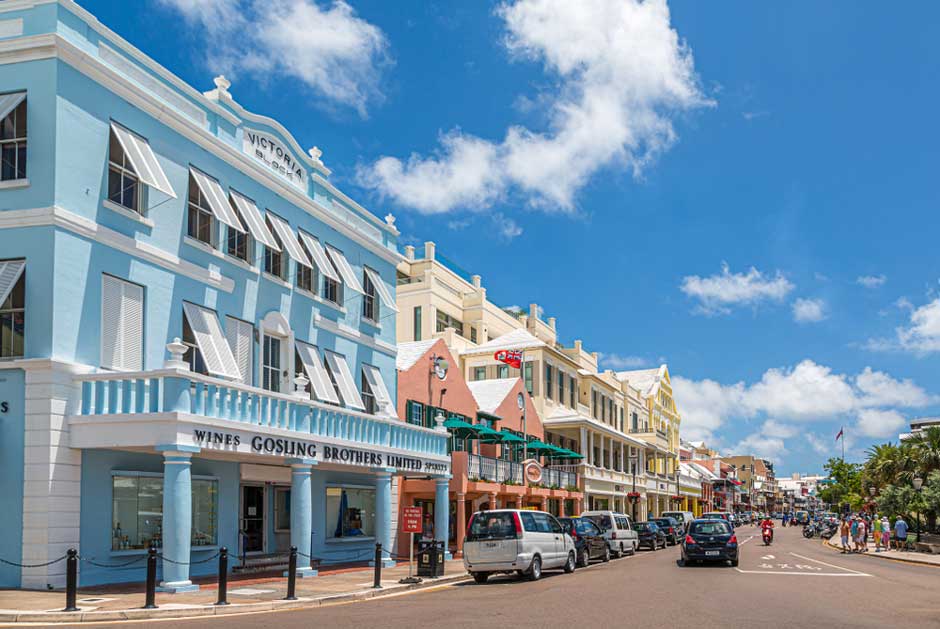 The main street of Hamilton, Bermuda.