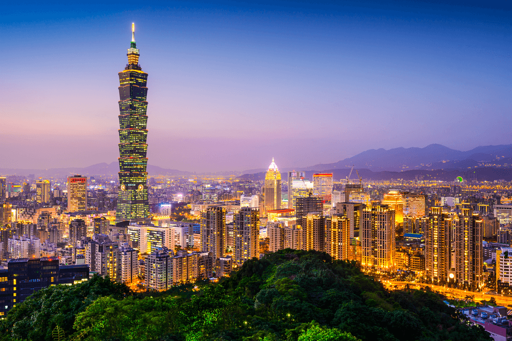 Twilight image of Taipei, Taiwan skyline