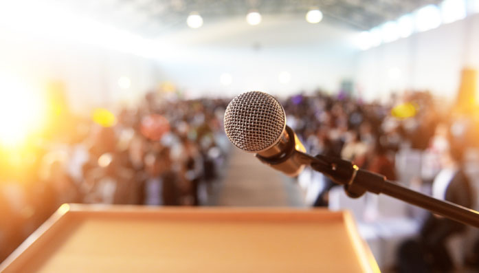 Microphone in front of audience