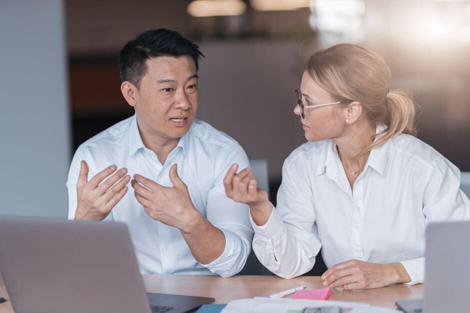 A pair of colleagues enter into a discussion of risk assessment and medical risk