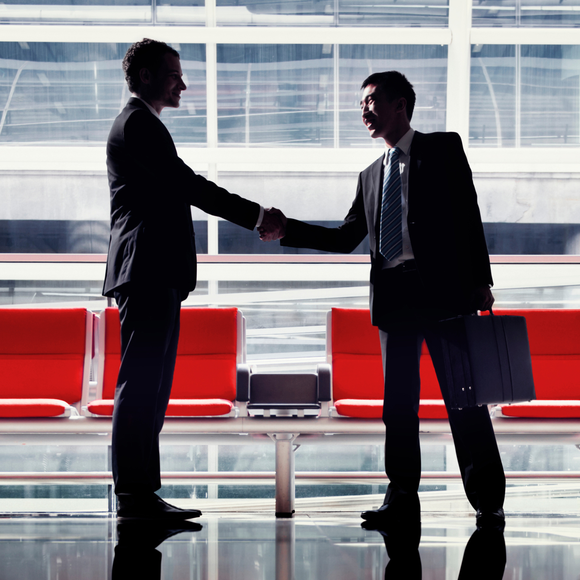 Two businesspeople shaking hands.