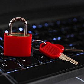 Lock and key on a keyboard