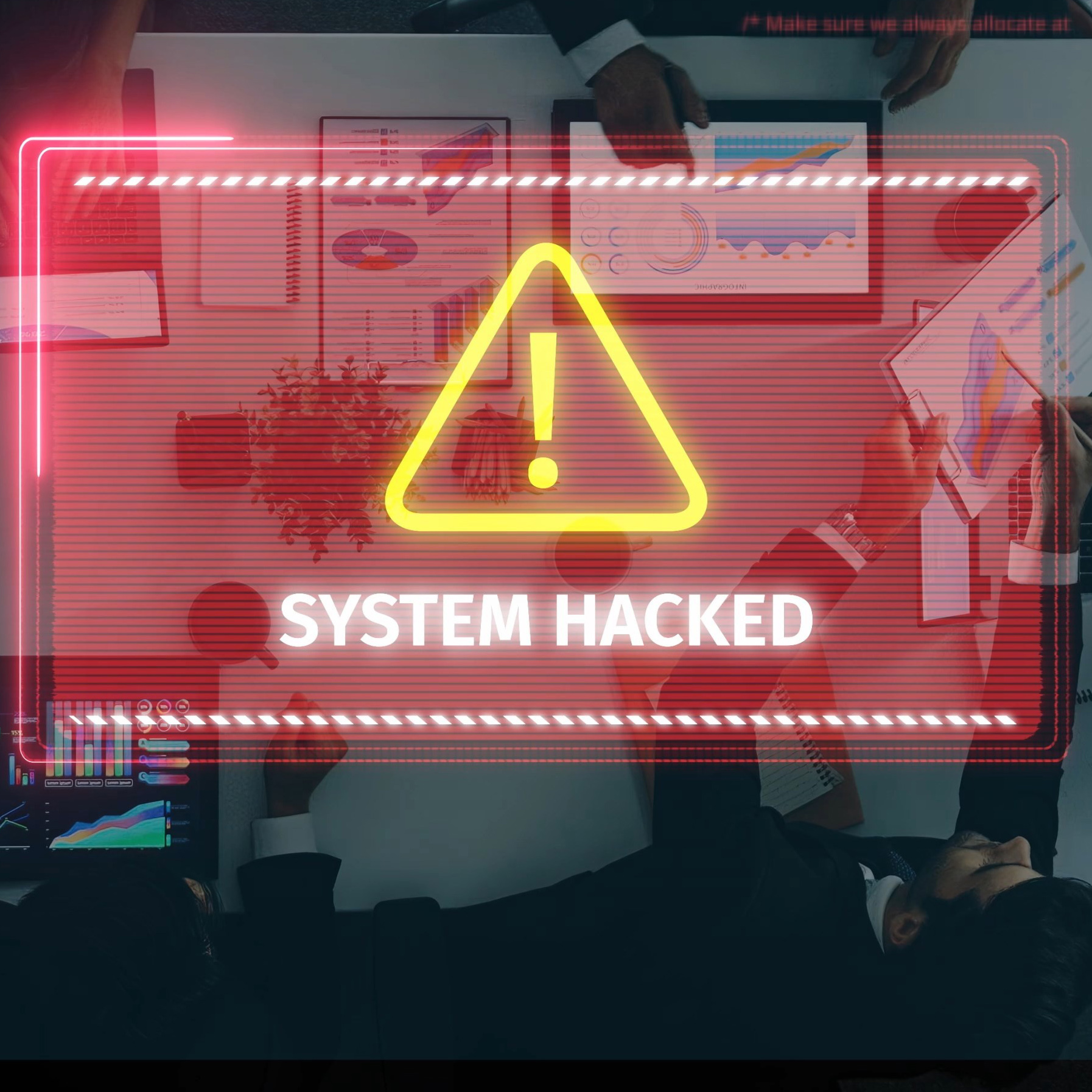 A warning of a computer system that was hacked