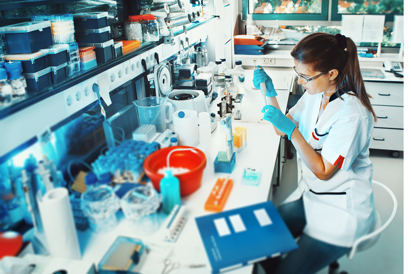 Woman working in testing lab