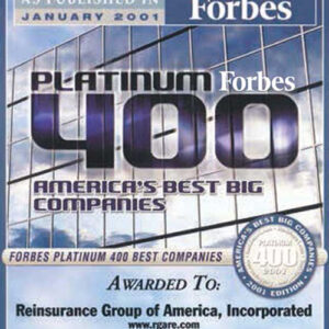 Image of RGA named to Forbes Platinum 400 list of Best Companies