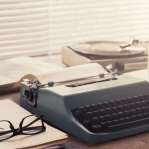Image of typewriter to represent facultative underwriting in the 1970s