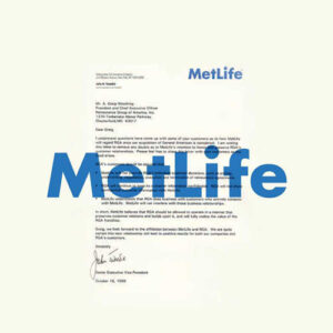 Metlife letter marking acquistion of RGA